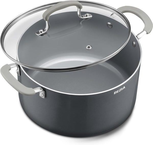12QT Non Stick Stock Pot with Lid, Ceramic Big Cooking Pot for Soup | Stay-Cool Silicone Handles1