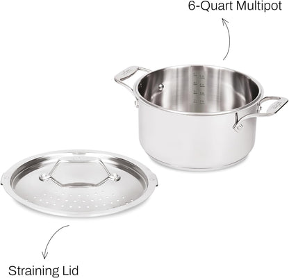 All-Clad Simply Strain Stainless Steel Multipot with Straining Lid, 6-Quart, Induction, Oven Broiler Safe 600F, Strainer, Pasta Strainer with Handle, Steamer Pot, Cookware, Home, Pots and Pans, Silver7