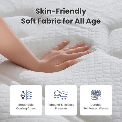 King Mattress, 12 Inch Cooling Gel Memory Foam King Size Hybrid Mattress for Cool Night Sleep, 5-Zone Ergo Support for Pressure Relief, Medium Plush Feel, Certipur-Us Certified4