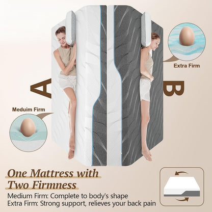 Extra Firm Mattress, Full Size 10 Inch Memory Foam Mattress, Extra Firm to Medium Firm Dual Sides Flippable Mattress, High Density Mattress for Back Pain Relief, Certipur-Us Certified, 75"X 54"3