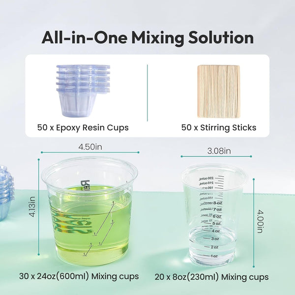 Epoxy Measuring Cups, 50PCS Resin Mixing Cups Set with Sticks2