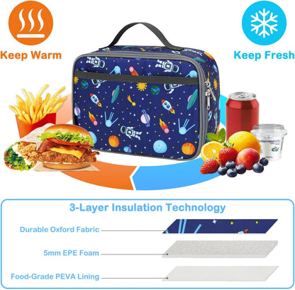 Kids Lunch Box Insulated Soft Bag Mini Cooler Back to School Thermal Meal Tote Kit for Girls, Boys, Astronaut4