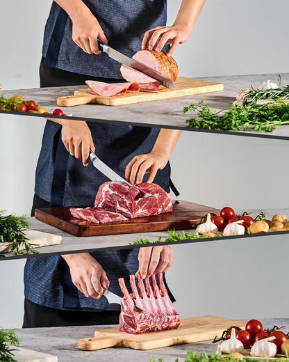 3Pc Kitchen Knife Set - Japanese Steel Boning Slicing Butcher Set | 56-58 Hrc German 1.4116 Steel Full Tang Blades, Pakkawood Handles, Meat Fruit Vegetable Dicing Carving Set with Sheaths2
