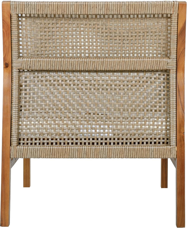 Zura 4 Piece Patio Furniture Set with Removable Cushion, Outdoor Acacia Wood Conversation Set with Ottoman, Outdoor Sectional Sofa Set with Coffee Table, Teak+Cream21