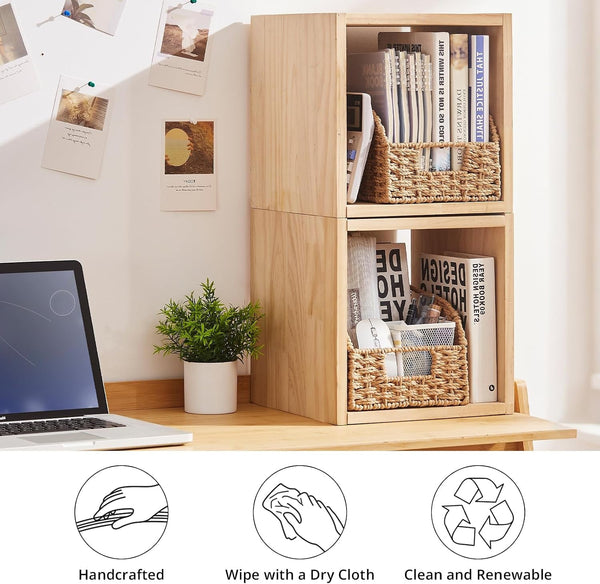 Pantry Baskets for Organizing, Paper Rope Baskets with Built-In Handles, Wicker Storage Bins for Shelves, 2 Pack-Yellow4