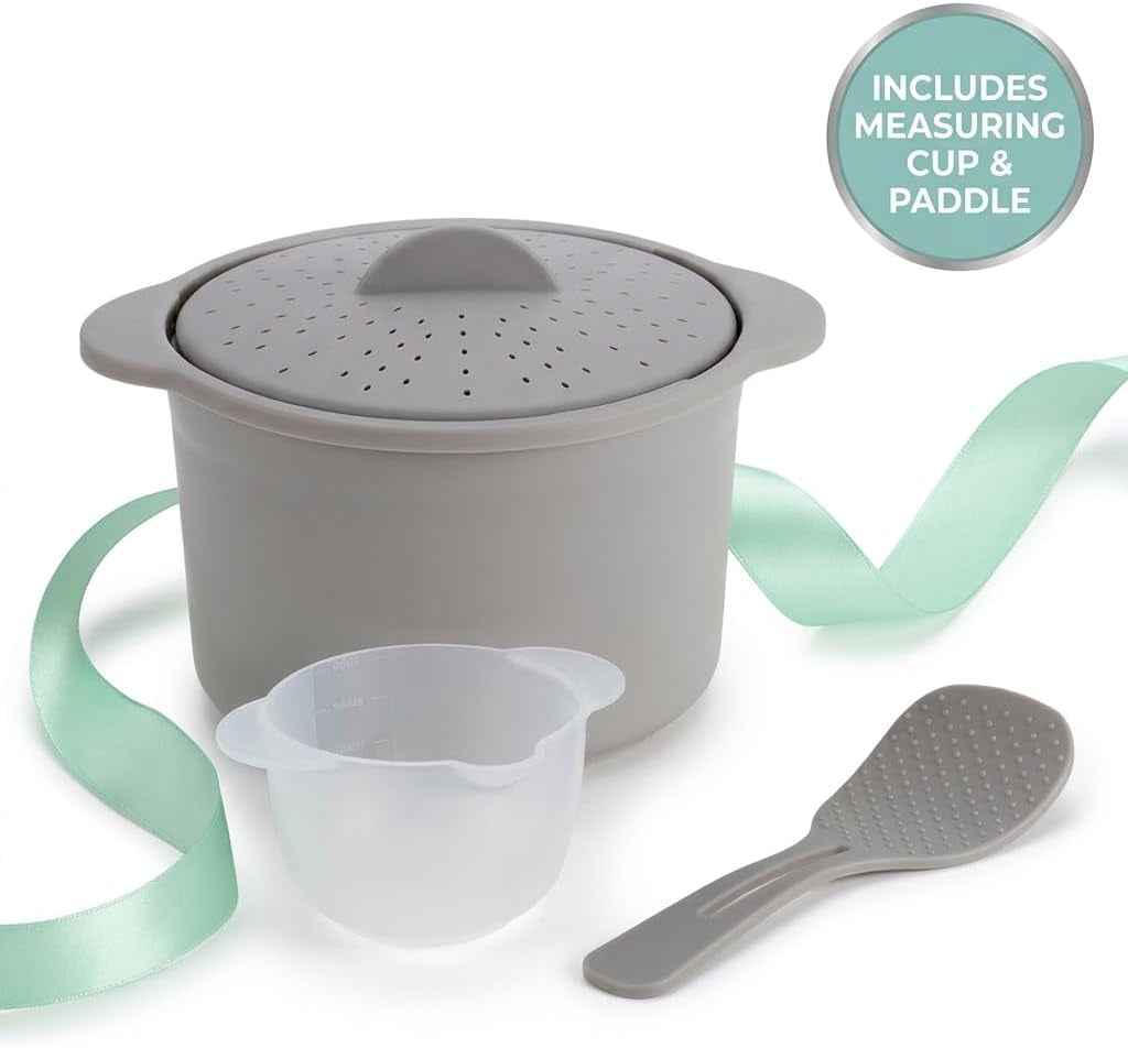 microwave-rice-grain-cooker-locking-lid-easy-cook-container-heat-resistant-handles-includes-measuring-cup-mixing-paddle-cooks-veggies-more