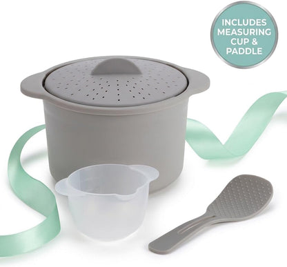 Microwave Rice & Grain Cooker, Locking Lid | Easy Cook Container, Heat-Resistant Handles, Includes Measuring Cup & Mixing Paddle, Cooks Veggies & More6