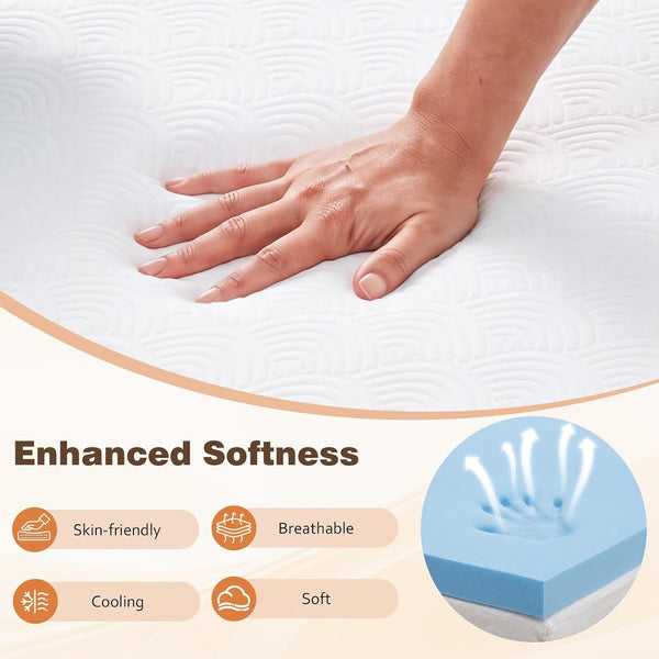 3 Inch Queen Gel Memory Foam Mattress, Cooling Gel Infused Pressure Relief Mattress, Non Slip with Removable Washable Cover, Certipur-Us & Oeko-Tex Certified4