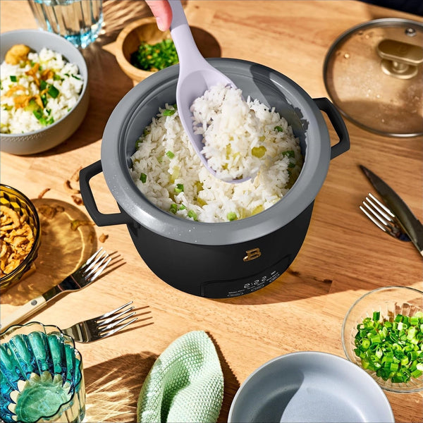 Small Digital Rice Cooker 6 Cup | Programmable Rice Maker, Glass Lid, Non Toxic Ceramic Inner Pot, Food Steamer, for Brown Rice6