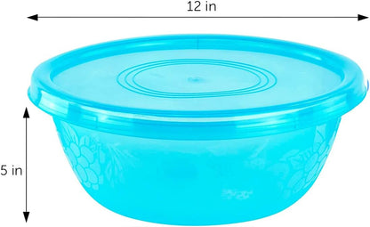 3 Extra Large Serving Bowls with Lids, 5.25 Qt, Assorted2