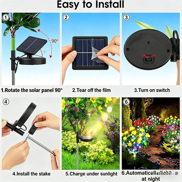 Solar Garden Lights Outdoor Upgraded Solar Flower Lights with 56 Colorful LED, IP65 Waterproof Solar Pathway Lights for Yard Patio Lawn Gardening Gifts for Holiday Birthday (2 Pcs Purple)5