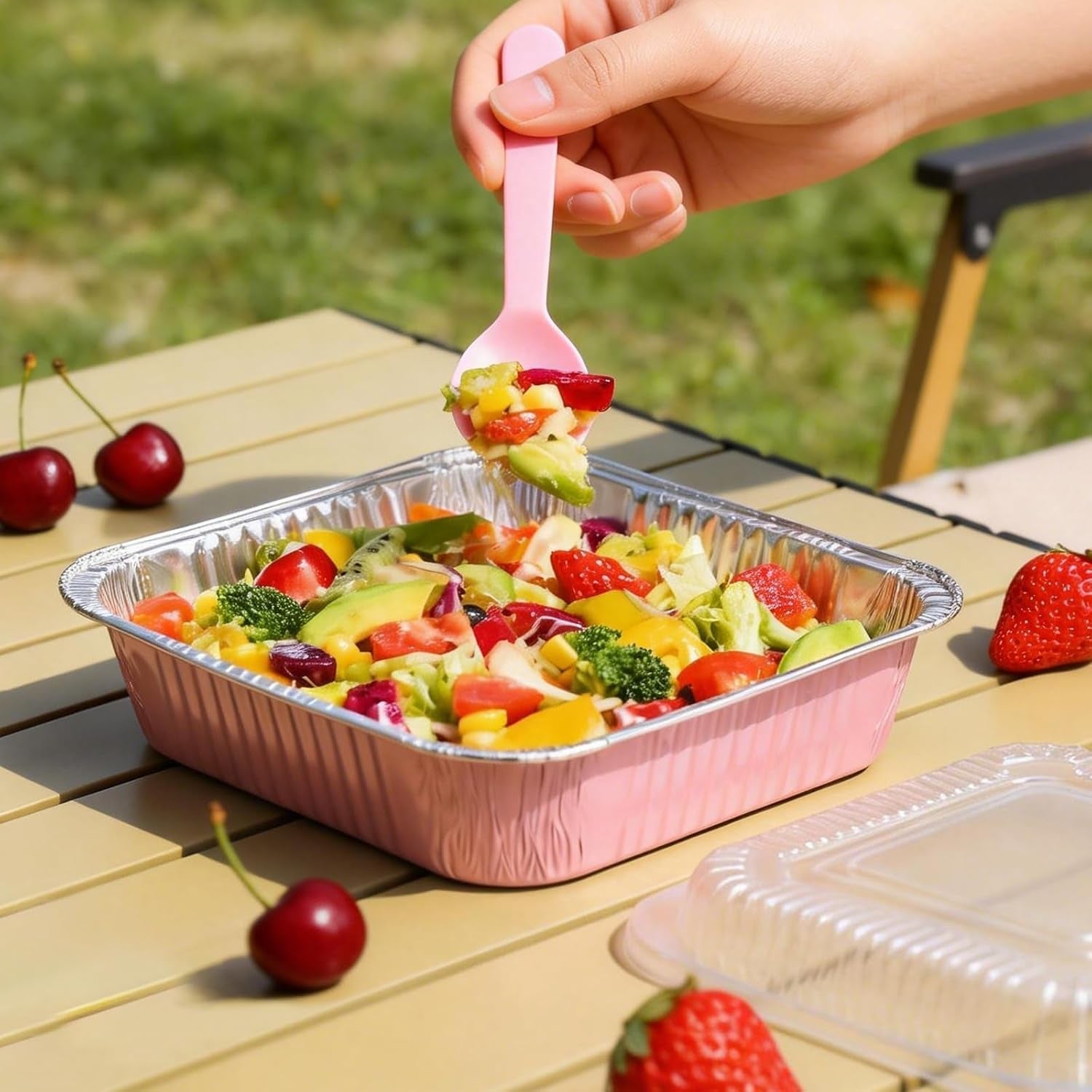 35-pack-pink-8x8-inch-disposable-aluminum-pans-with-plastic-lids-stickers-and-cake-spoons-square-cake-pans-for-parties-baking-trays-foil-pans-for-holiday-cooking-parties-meal-prep-storage