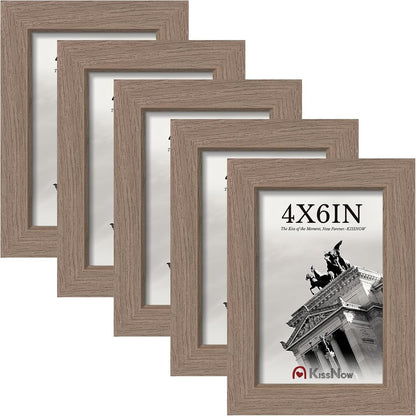 4X6 Picture Frame 5 Pack, Walnut Solid Wood, Glass, Gallery Frames1