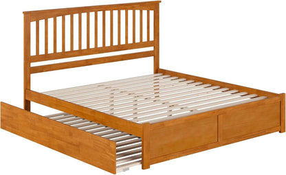 , Mission King Platform Bed with Footboard & Trundle, Light Toffee10
