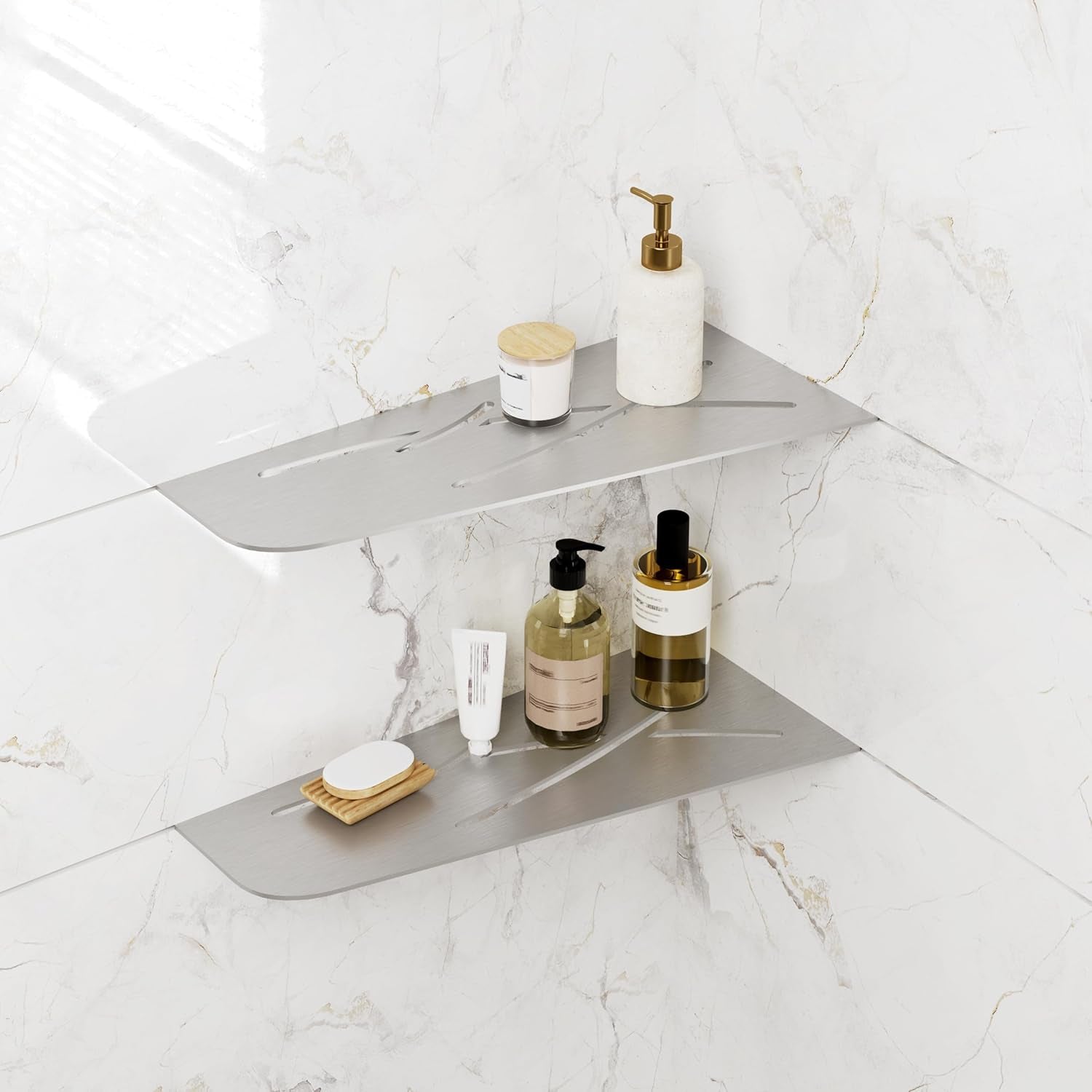 2-pack-12-brushed-nickel-recessed-corner-shower-shelf-for-tiled-bathroom-walls-304-stainless-steel-floating-shower-shelf-shower-caddy-storage-shelves-no-drilling-required-trapezoidal