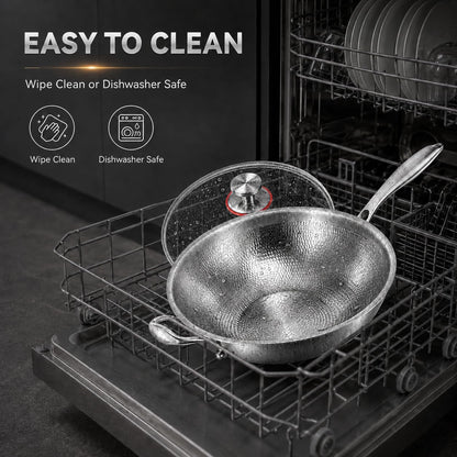 Titanium Wok with Lid,Titanium Wok Pan for Cooking,14Inch Non Stick Wok Pan with Steamer Basket,No Coating Titanium Frying Pans,Pfas/Pfoa/Ptfe Free Cookware7