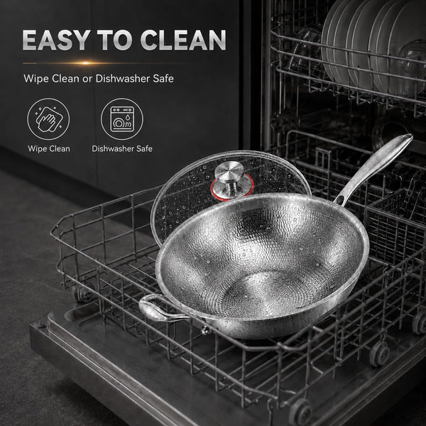 Titanium Wok with Lid,Titanium Wok Pan for Cooking,14Inch Non Stick Wok Pan with Steamer Basket,No Coating Titanium Frying Pans,Pfas/Pfoa/Ptfe Free Cookware7