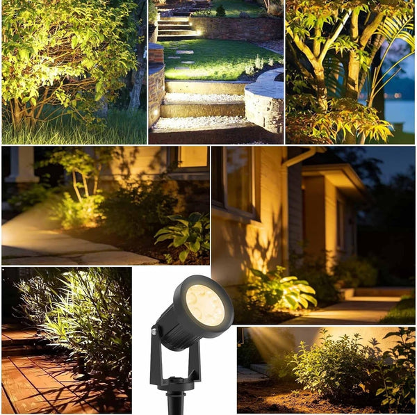 Solar Warm White Spotlight Outdoor, 3000K Landscape Spot Lights, IP65 Waterproof Garden Lighting LED Lights for Lawn Lamp Yard Decoration with Stakes(2 in 1)5