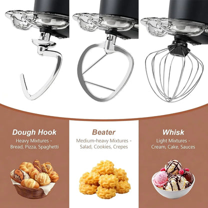 6.5 Qt 10-Speed Tilt-Head Stand Mixer with Dough Hook, Whisk, Beater & Splash Guard, Electric Kitchen Mixer for Baking, Cakes, Bread, and Home Cooking (Black)4