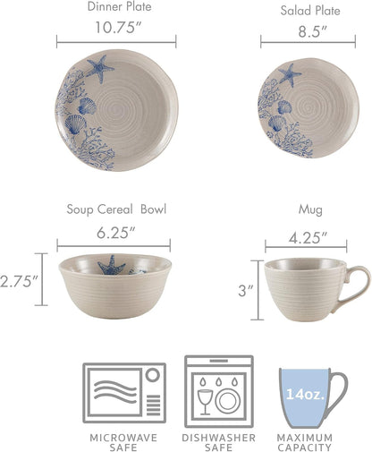 Southport 16 Piece Dinnerware Set, Service for 4, Cream4