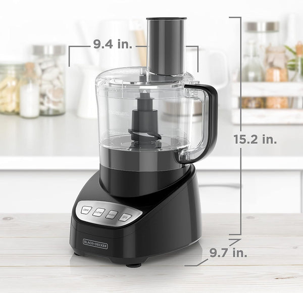BLACK+DECKER 8-Cup Food Processor, Easy Assembly, Stainless Steel S-Blade, Shred, Slice, Chop, Puree, 450W Motor8