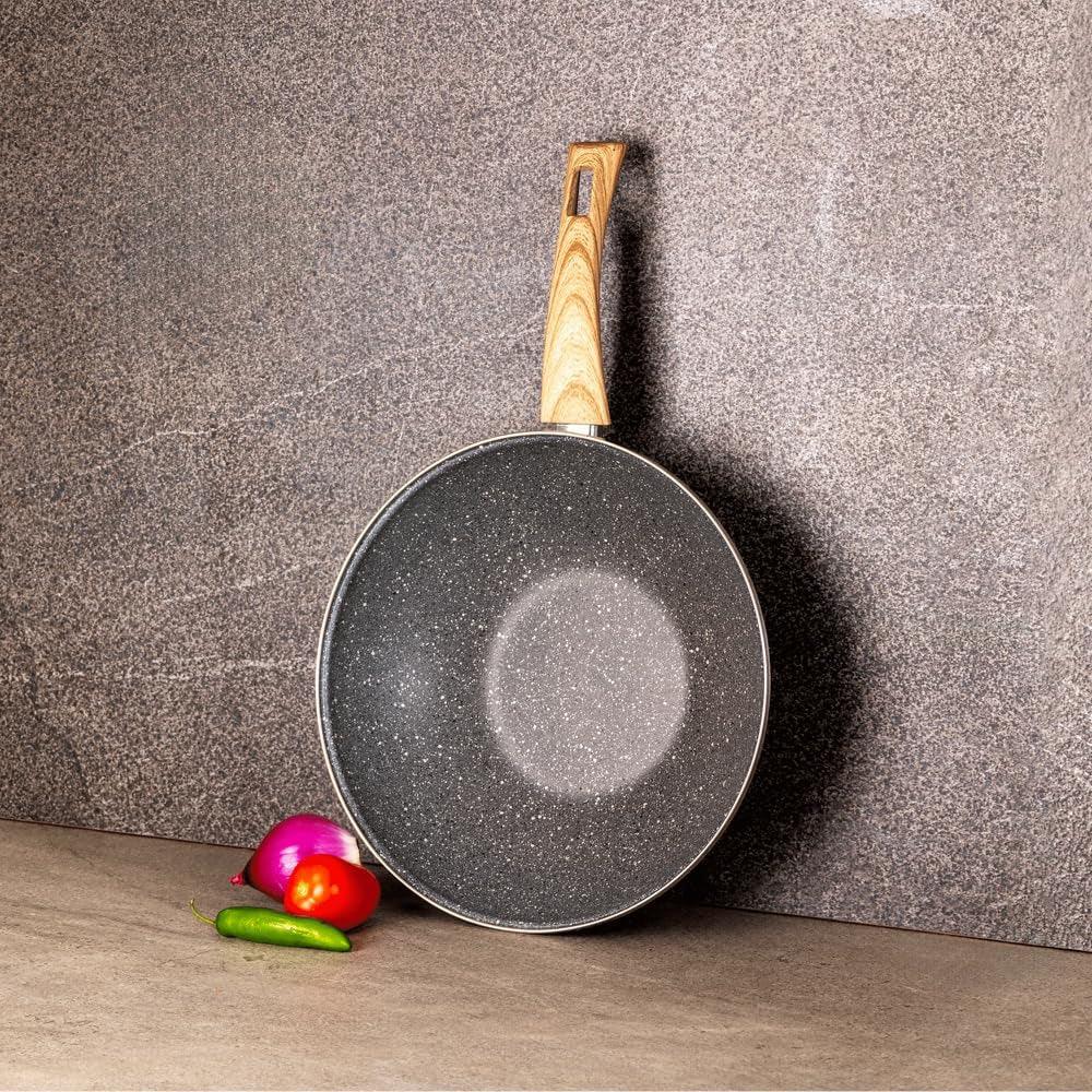 nonstick-wok-pan-11-inch-enamel-steel-gray-induction-compatible-all-stovetop-ready-even-heat-cooking-wood-look-handle-lightweight-design-easy-cleanup