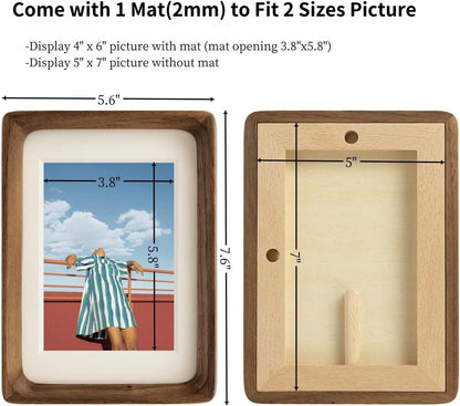Natural Walnut 5X7 Picture Frame Wood with Mat for 4X6 Photos3