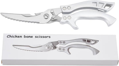 1-Pack Duty Stainless Steel Kitchen Scissors, Professional Cooking Shears | Poultry Shears with Safety Lock Design, Easily Cuts Bones, Ideal for Bones, Turkey, Meat, Fish and Vegetables2