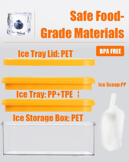 Ice Cube Tray with Lid & Storage Bin, 56 Cubes Ice Trays for Freezer | Silicone Bottom Easy Release, Press-To-Pop, 2 Trays 56 Cubes, Storage Bin and Scoop, Bpa-Free, Stackable, for Whiskey5