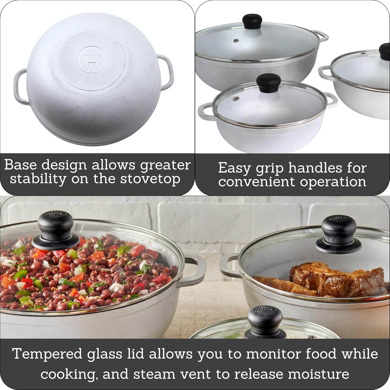 1-5-2-5-5-2-qt-cast-aluminum-caldero-3-piece-set-with-glass-lid-polished-finish-glass-lid-with-riveted-handles-ideal-for-rice-and-stews-perfect-for-serving-medium-and-small-groups