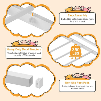 Loft Bed Twin Size with Stairs and Guard, White7
