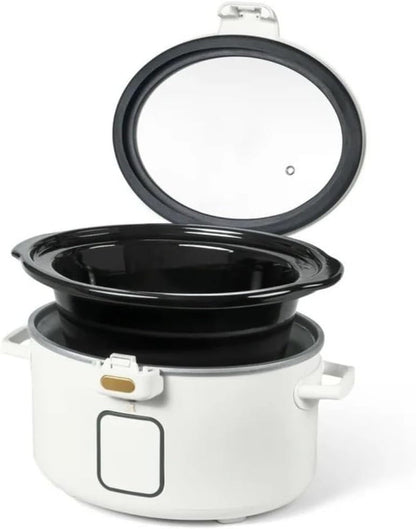 Wonderful 4 Qt Digital Slow Cooker Electric Cooker Pot with Automatic Warm & Hinged Locking Lid, Non-Skid Feet, Cook and Carry Kitchen Appliances (White)5