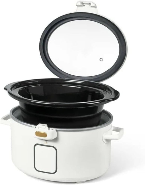 Wonderful 4 Qt Digital Slow Cooker Electric Cooker Pot with Automatic Warm & Hinged Locking Lid, Non-Skid Feet, Cook and Carry Kitchen Appliances (White)5