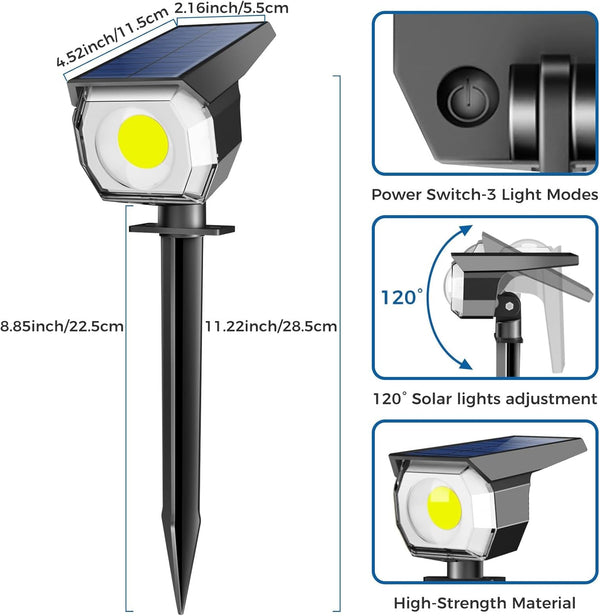 10 Pack Solar Spot Lights Outdoor Waterproof, Landscape Spotlights6