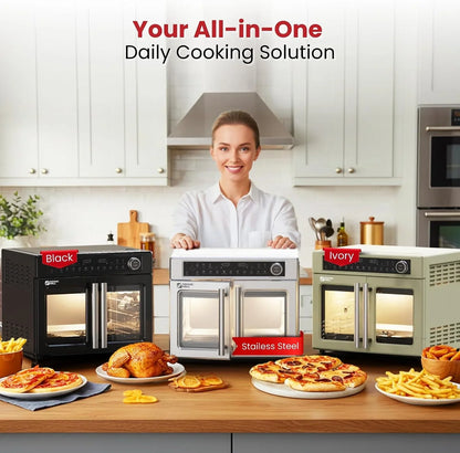 Ultra-Premium Dual-Zone Stainless Steel Air Fryer Toaster Oven Combo, Extra Large 32QT French Door Convection Oven with Next-Gen Patent Technology, 13 Accessories, Rotisserie, Sync Finish9