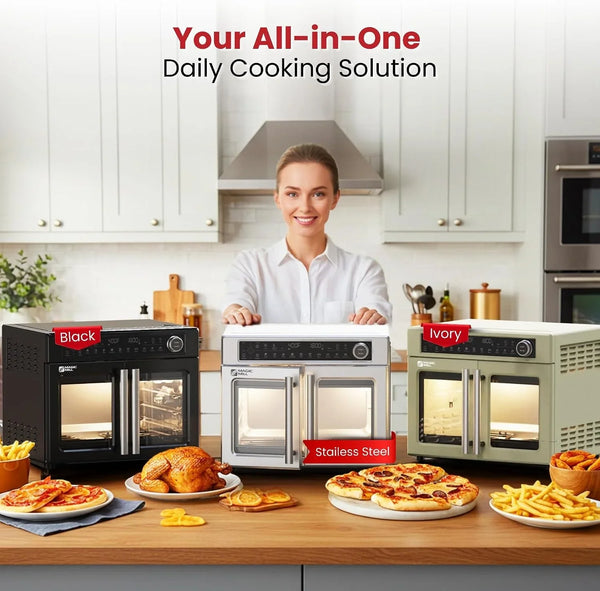 Ultra-Premium Dual-Zone Stainless Steel Air Fryer Toaster Oven Combo, Extra Large 32QT French Door Convection Oven with Next-Gen Patent Technology, 13 Accessories, Rotisserie, Sync Finish9