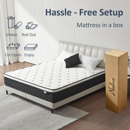 Queen Mattress, 12 Inch Queen Size Mattress in a Box, Memory Foam Mattress with Pocket Springs, Medium Firm, Lumbar Support & Motion Isolation, Pressure Relief & Breathable Comfort3
