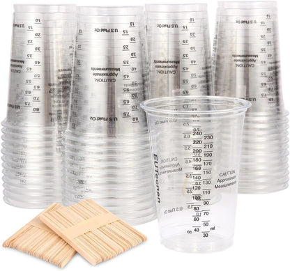 Epoxy Resin Mixing Cups 50Pcs 8Oz with Sticks Paint Pigment Measuring1