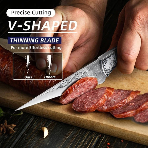 Meat Cleaver, 5.5 Inch Boning Knife Hand Forged Kitchen Knives Wooden Handle Utility Chef Slicing Fish Knives4