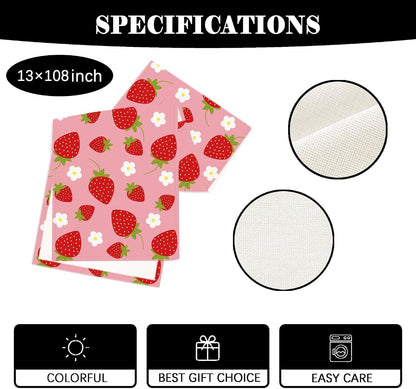 Summer Table Runner 13×108 Inch Strawberry Shortcake Party Decor7