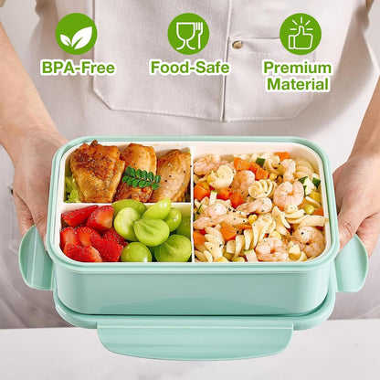 ® 3 Pack Bento Boxes for Adults/Kids, 1100 ML Bento Lunch Box with Spoon & Fork, Lunch Box Containers, Bento Box for Dining Out, Work, Picnic, Bpa-Free, Microwave & Dishwasher Safe5