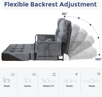 Adjustable Folding Sofa Bed Couch with 2 Pillows, Dark Grey7