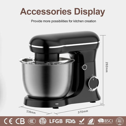 Electric Stand Mixer with Bowl 6.5QT Stainless Steel, 10 Speeds Kitchen Stand up Mixer for Baking Cakes Cookie Bread Salad Food with Egg Whisk, Dough Hook, Flat Beater - Portable Baking Mixers8