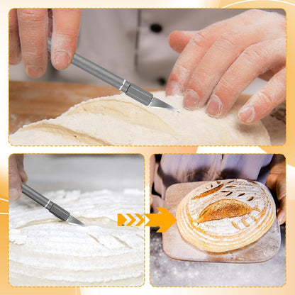Upgraded Bread Lame with 10 Blades - Professional Sourdough Scoring Tool for Bread Scoring Tool Safety Cover & Ergonomic Handle - Premium Bread Scoring Knife for Artisan Bread Making (1, Gray)2