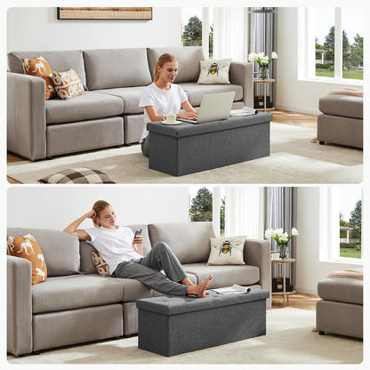 43 Inch Folding Storage Ottoman Bench, Large Ottoman with Storage | Storage Chest with Thicker Foam Padded Seat, End of Bed Foot Rest Stool for Bedroom Living Room Entryway, Load 660 Lbs, Grey6