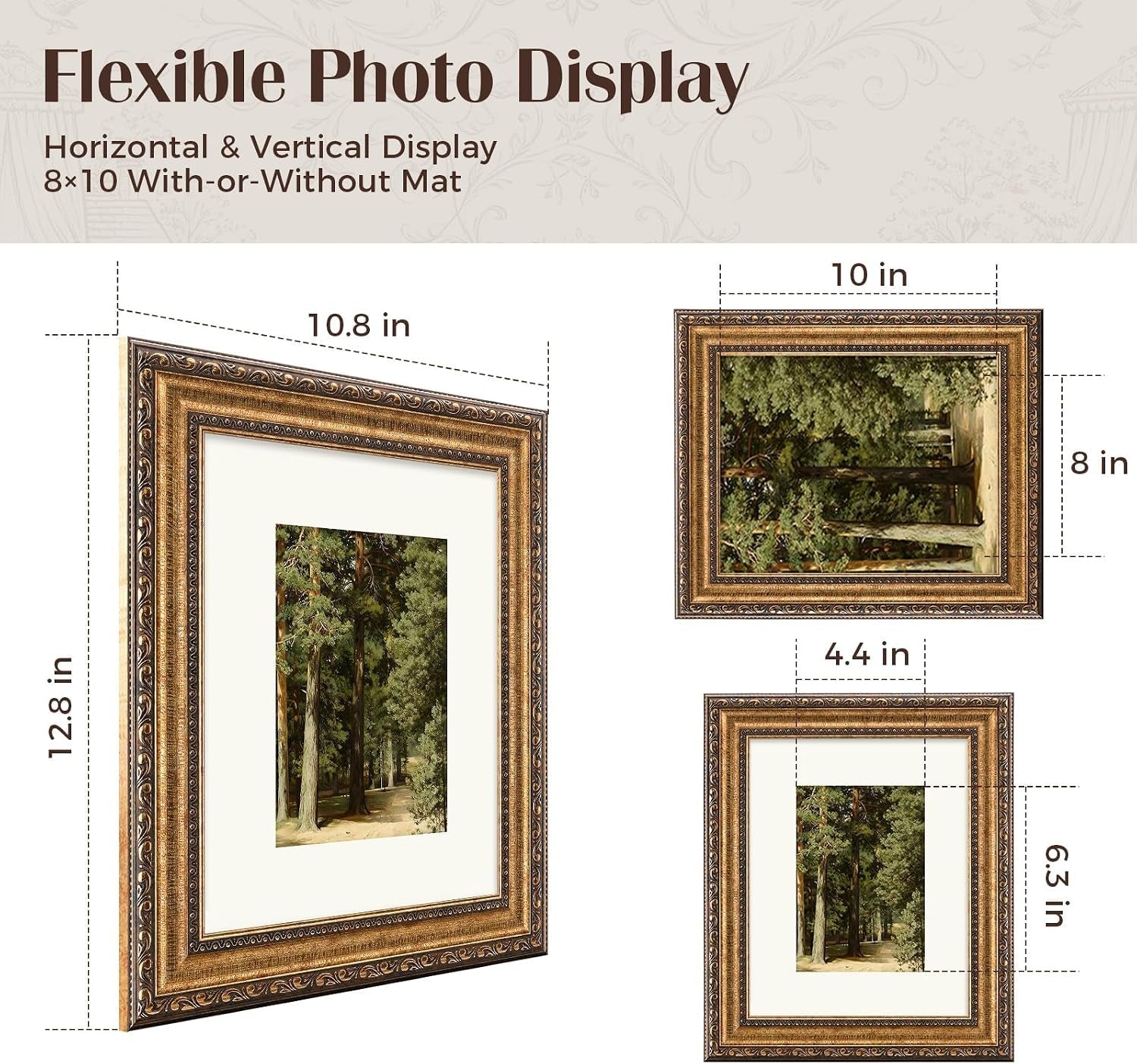 8x10-picture-frame-gold-2-pack-antique-wall-vintage-picture-frames