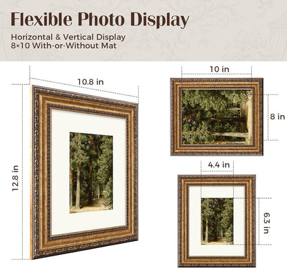 8X10 Picture Frame Gold 2 Pack - Antique Wall Vintage Picture Frames3