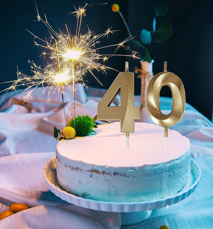 40Th Birthday Candles,Gold Number 40 Cake Topper for Birthday Decorations Party Decoration4