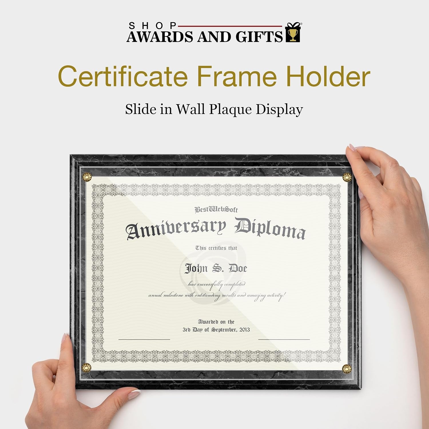 8-5-x-11-certificate-frame-holder-slide-in-wall-plaque-display-10-5-x-13-inch-board-black
