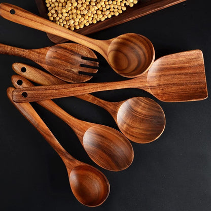 Wooden Spoons for Cooking,12 Wood Kitchen Utensils Set with Comfort Grip4